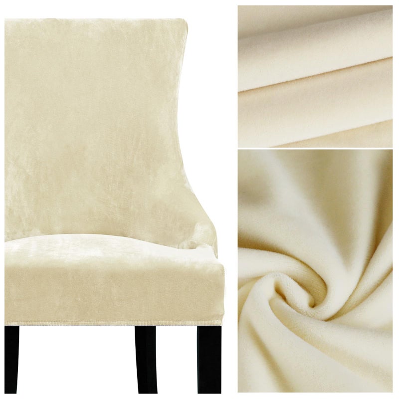 Lellen Velvet Stretch Wingback Chair Cover Slipcover - Reusable Protector Cover for Dining Room Banquet Home Decor etc Machine Washable Hand Washable (Cream, 1PC) - Image 4
